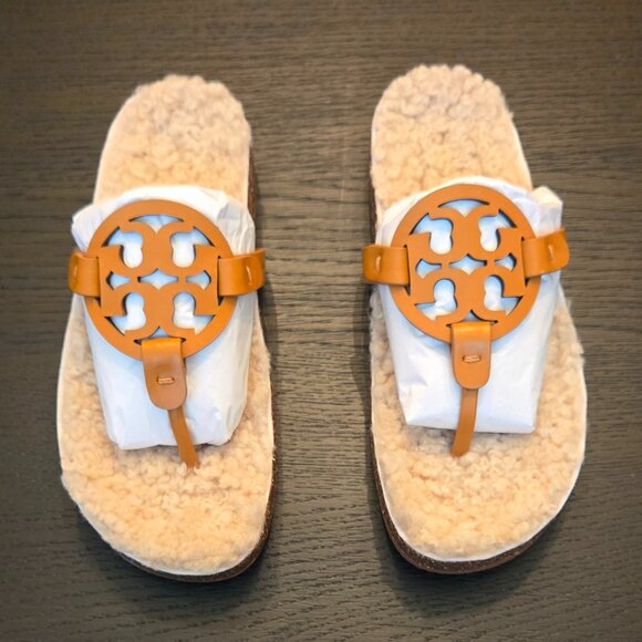 Tory Burch Miller Cloud Sandals Shearling Nappa Leather (size 7.5) - Picture 4 of 7